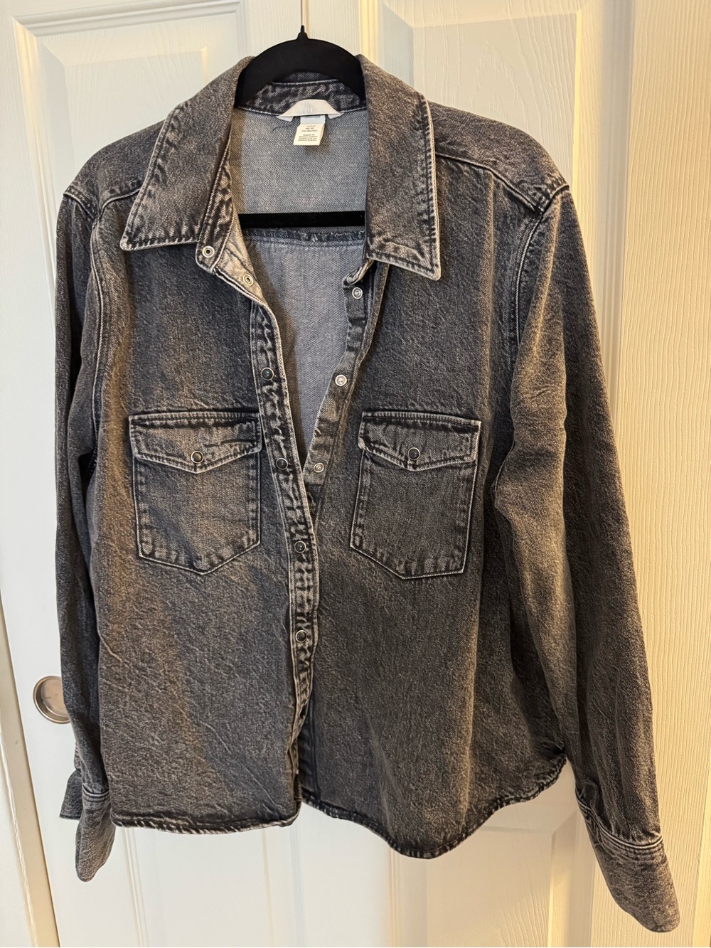 H&M Washed Black Denim Button-Down Shirt